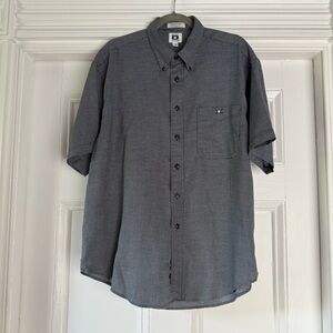 Hunt Club Men’s Navy White Basketweave Casual Button Down Golf Shirt Large